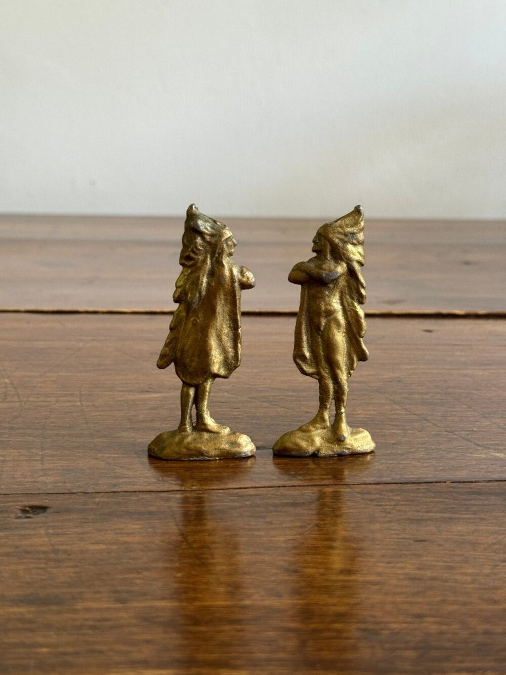 Vintage Cast Metal Chief Figurine Pair
